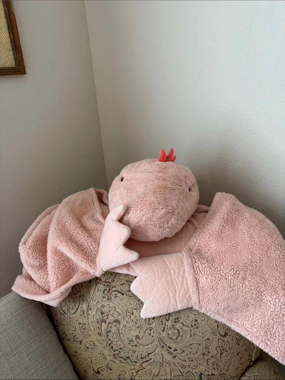 Pillowfort Peach Dinosaur Hooded Kid’s Throw Blanket